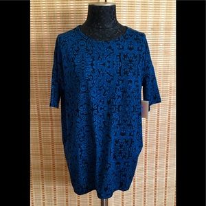 Lularoe Irma in a beautiful Blue and Black sz XXS Womens Top nwt